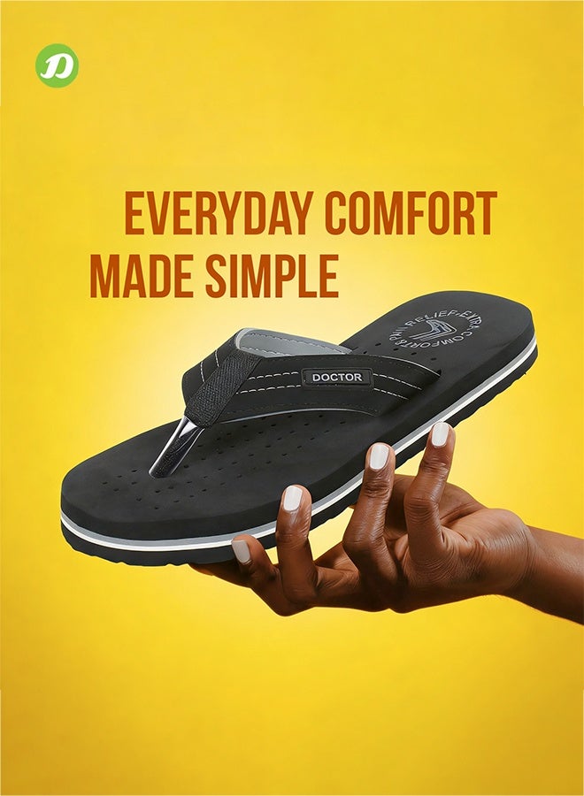 DOCTOR EXTRA SOFT Men's Comfortable Slippers | Lightweight Anti-Skid Daily Wear Flip-Flops | Soft Cushion Footbed | Waterproof & Durable Indoor/Outdoor Sliders D-28 - Image 2